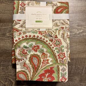 Pottery Barn Charlie Paisley Duvet Cover Organic Full Queen 2 24x24 Euro…